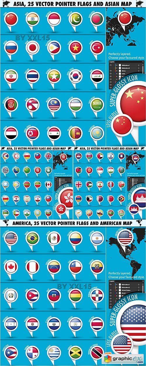 Vector pointer flags set 2 - Asia and America