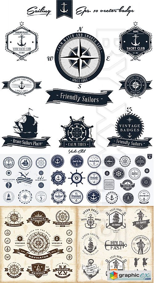 Vector Vintage nautical labels