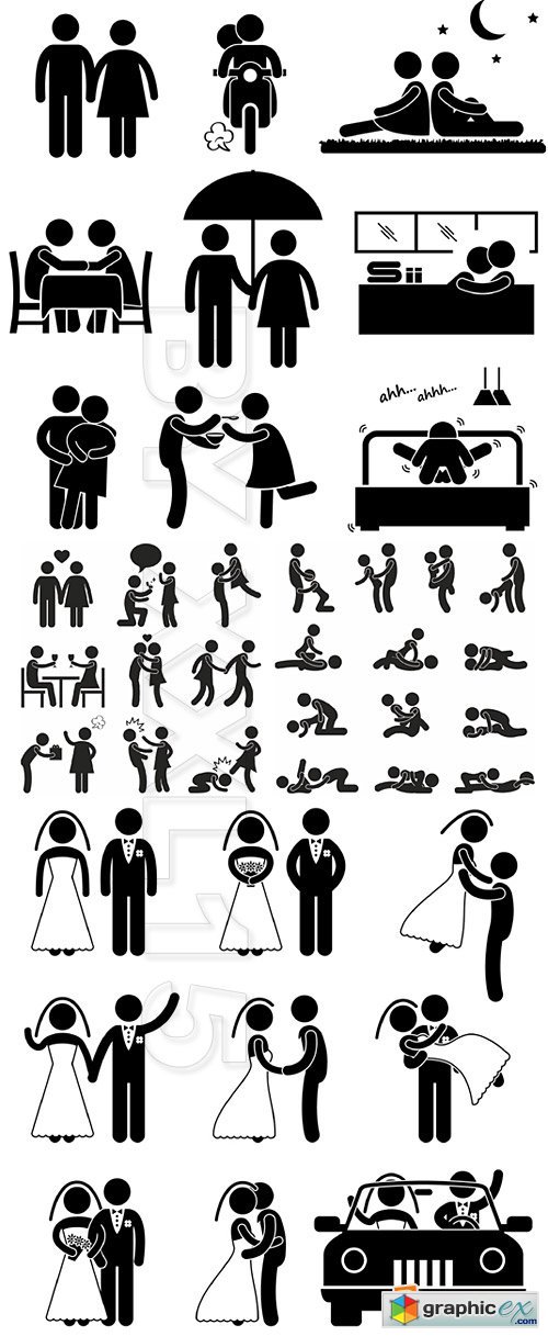 Vector People figures pictograms 3-Loving couples