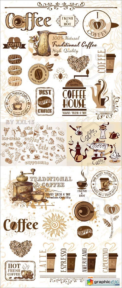 Vector Coffee design elements set