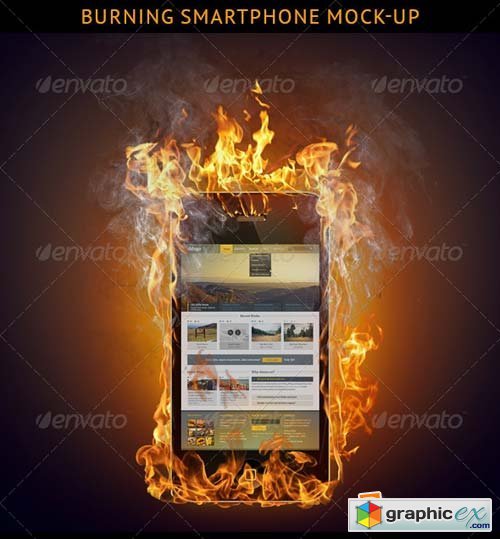 Burning Smartphone Mock-up Template