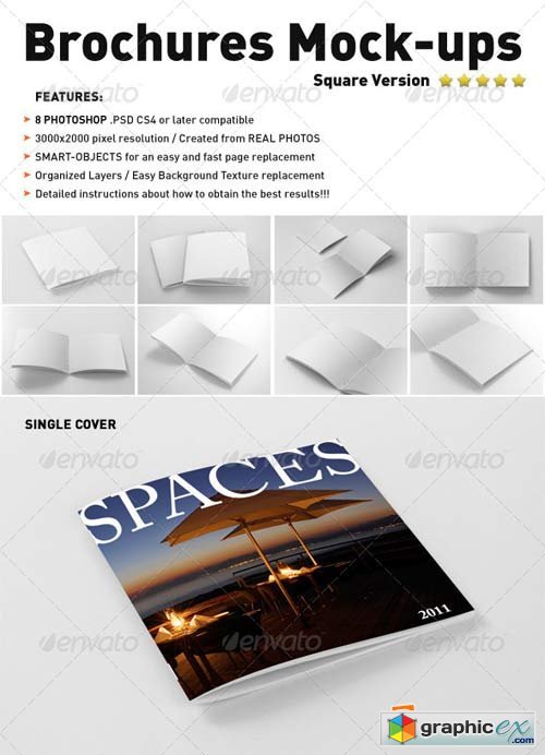 Photorealistic Square Brochure Mock-up