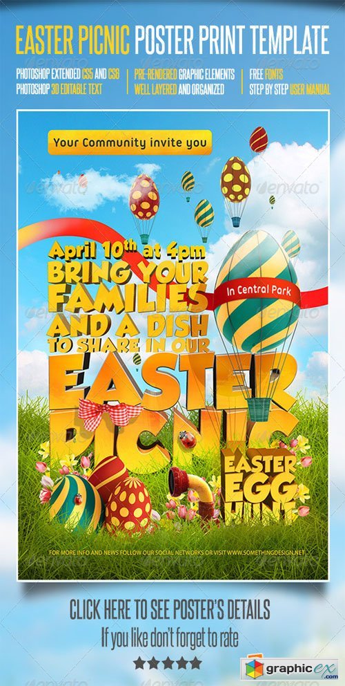 Easter Picnic Poster Print Template