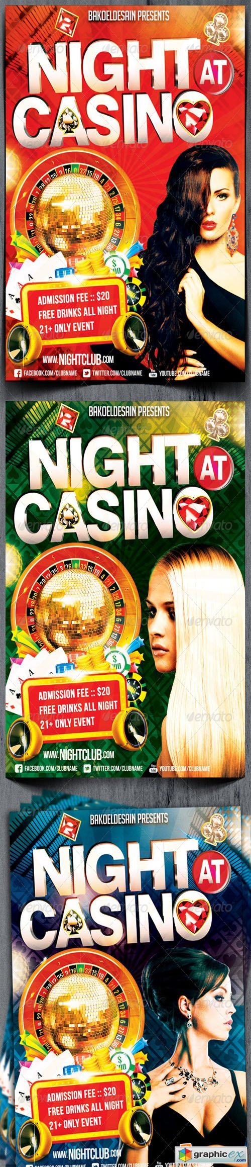 Night at Casino Party Flyers