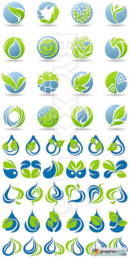Vector Drops and leaves icons