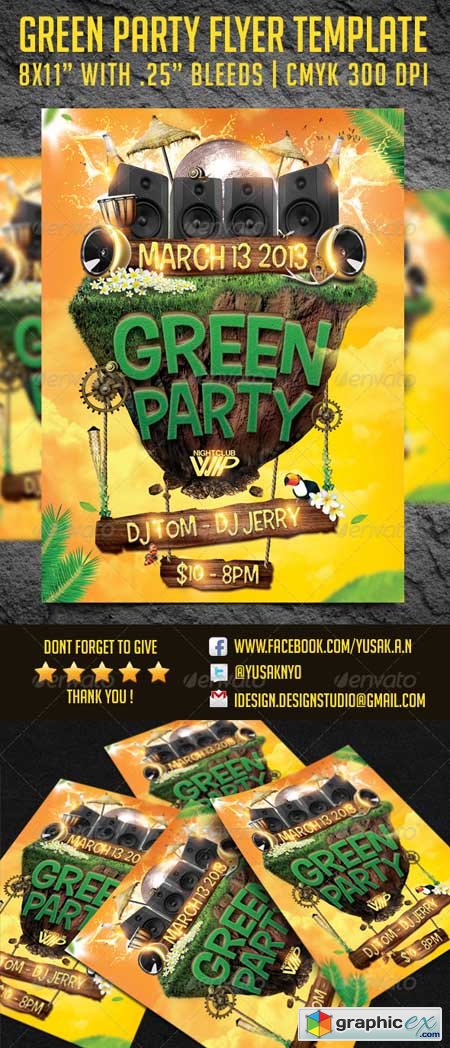 Green Party Flyer Template
