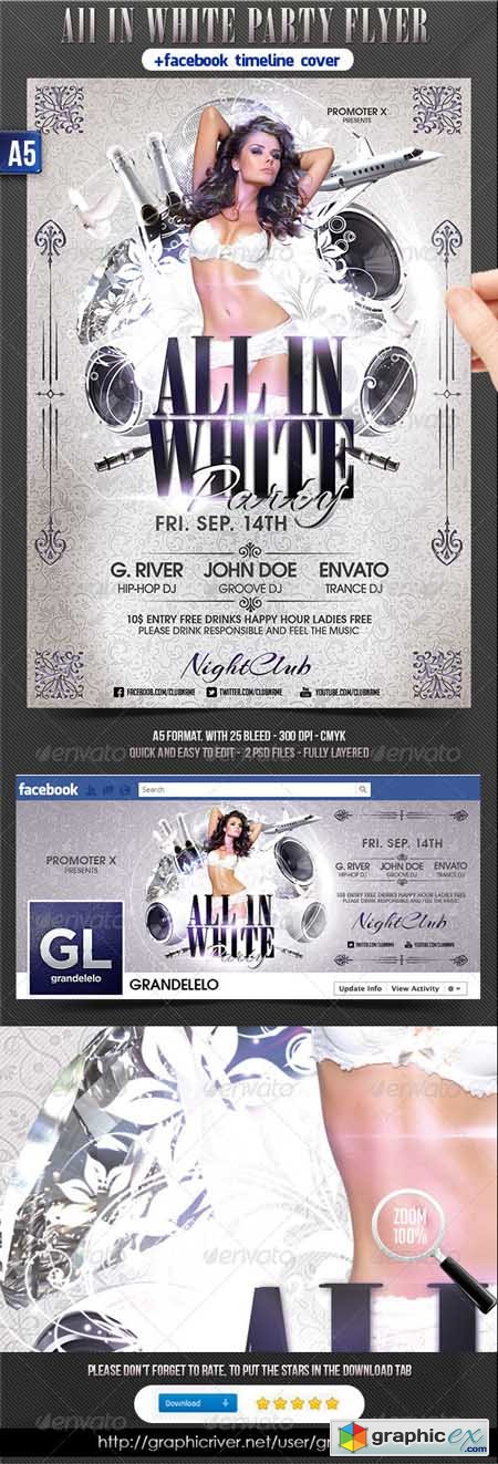 All In White Party Flyer + Facebook Timeline 2955765