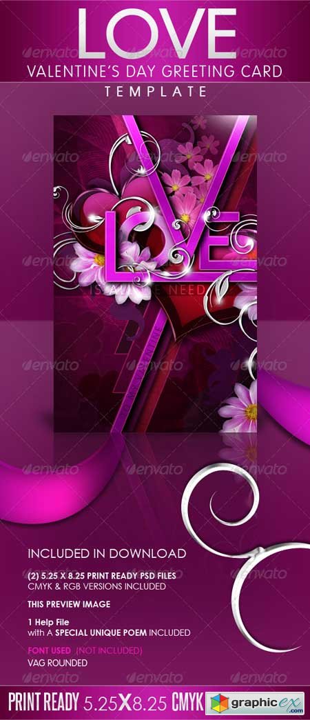 LOVE - Valentine&#039;s Day Greeting Card Template 1217743