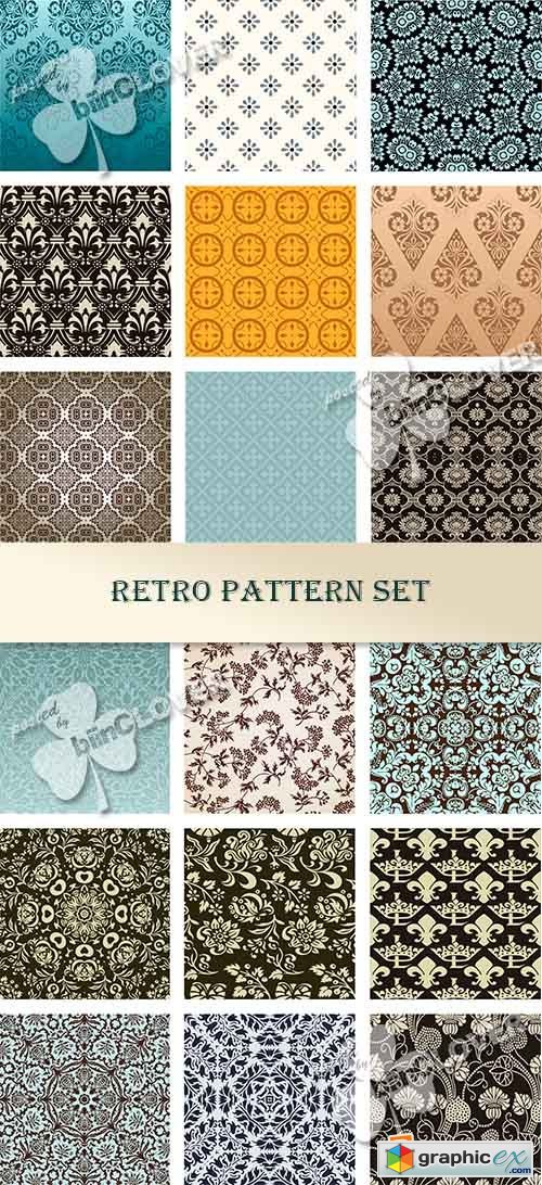 Vector Retro pattern set 0564