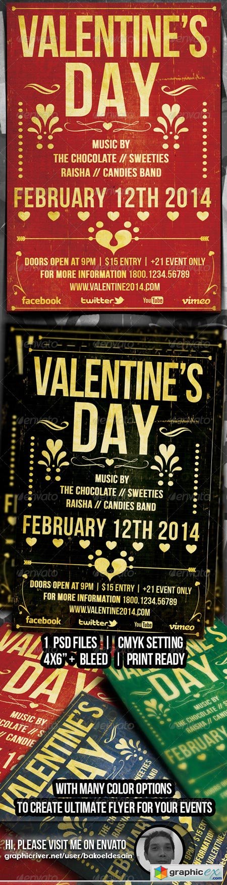 Valentine Typography Music Flyer 6533853