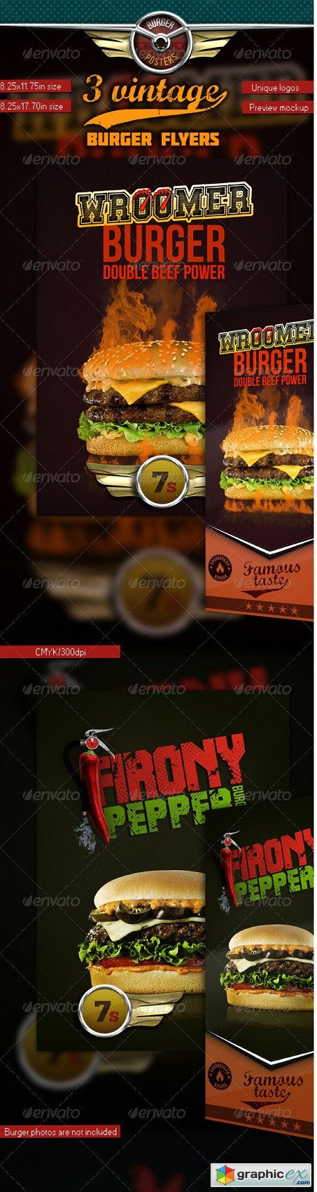 3 Burgers Vintage Posters (Flyers) 3651326