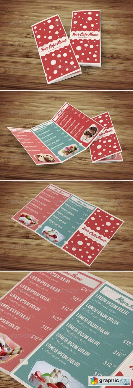 Sweet Shop and Ice Cream Trifold PSD Menu Template 4379875