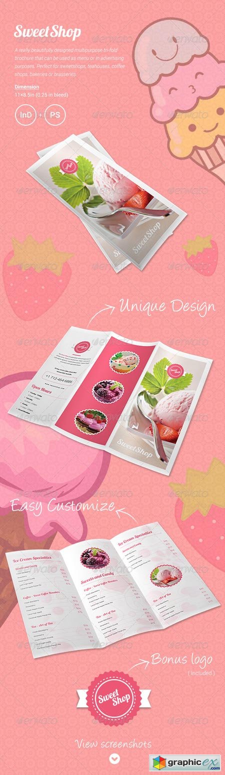 Sweet Shop Menu Tri-fold Brochure 6172490