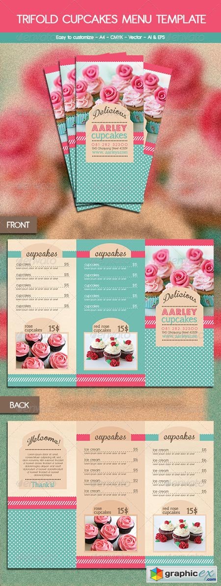Trifold Cupcakes Menu Template 6116176