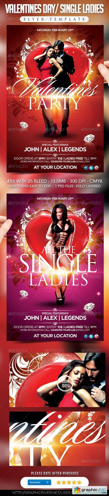 Valentines Day Single Ladies Flyer Template 3777520