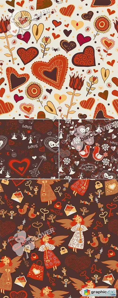 Vector Romantic seamless texture with hearts 0561