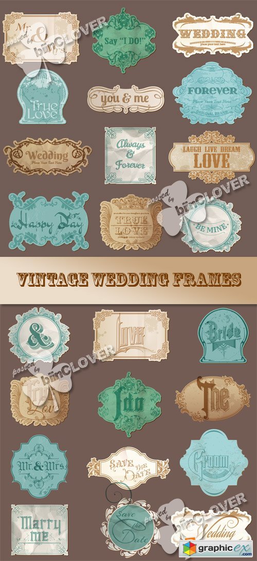 Vector Vintage wedding frames 0561