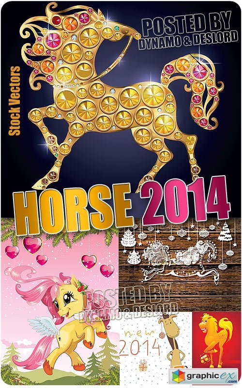  Vector Horse 2014 Year - Stock Vectors