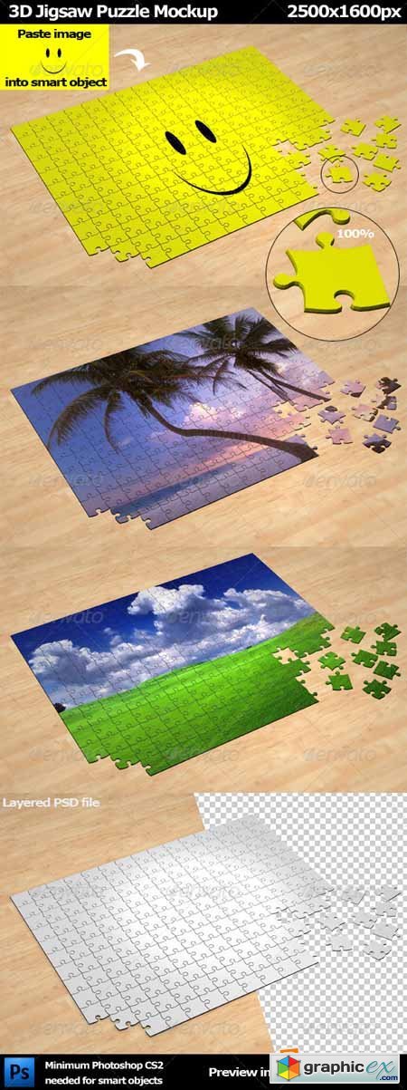 3D Jigsaw Puzzle Mockup 1368444