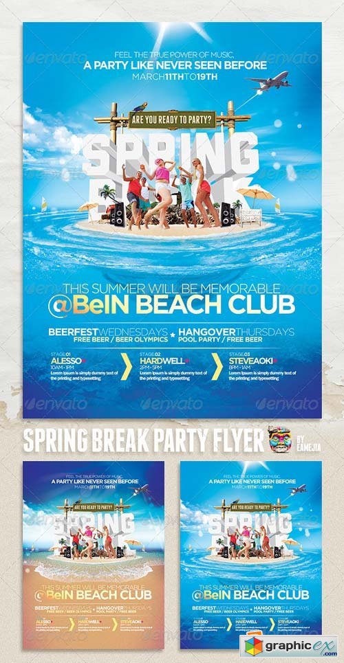 Spring Break & Summer Party Flyer Template