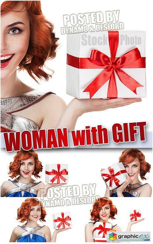 Woman with gift - UHQ Stock Photo