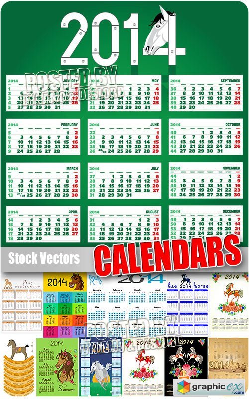 Calendar 2014 with Horse - Stock Vectors