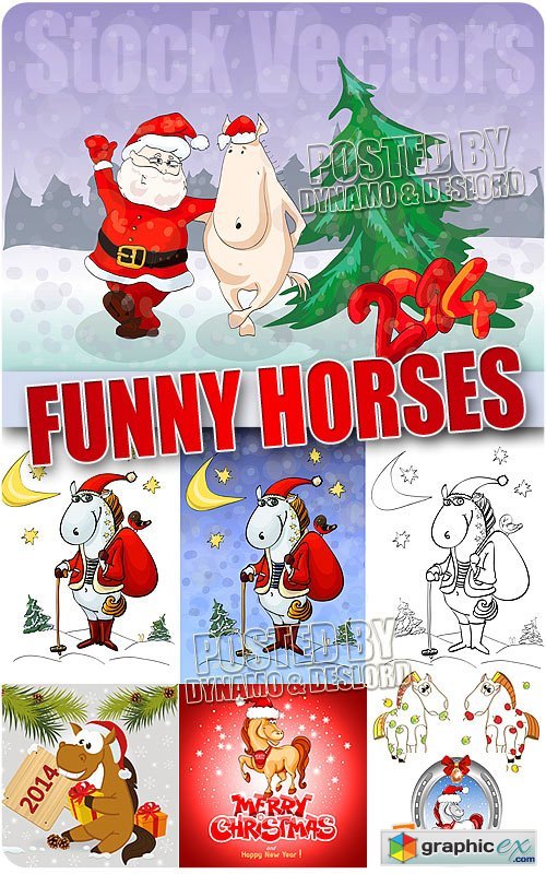 Funny Horses 2014 - Stock Vectors