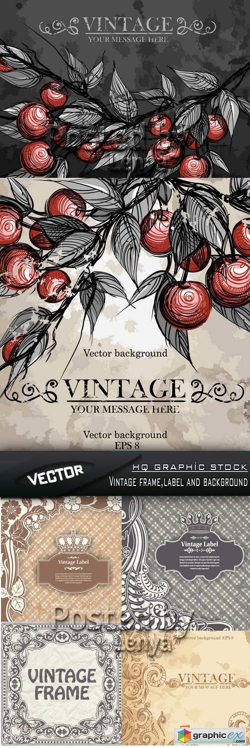 Stock Vector - Vintage frame,label and background