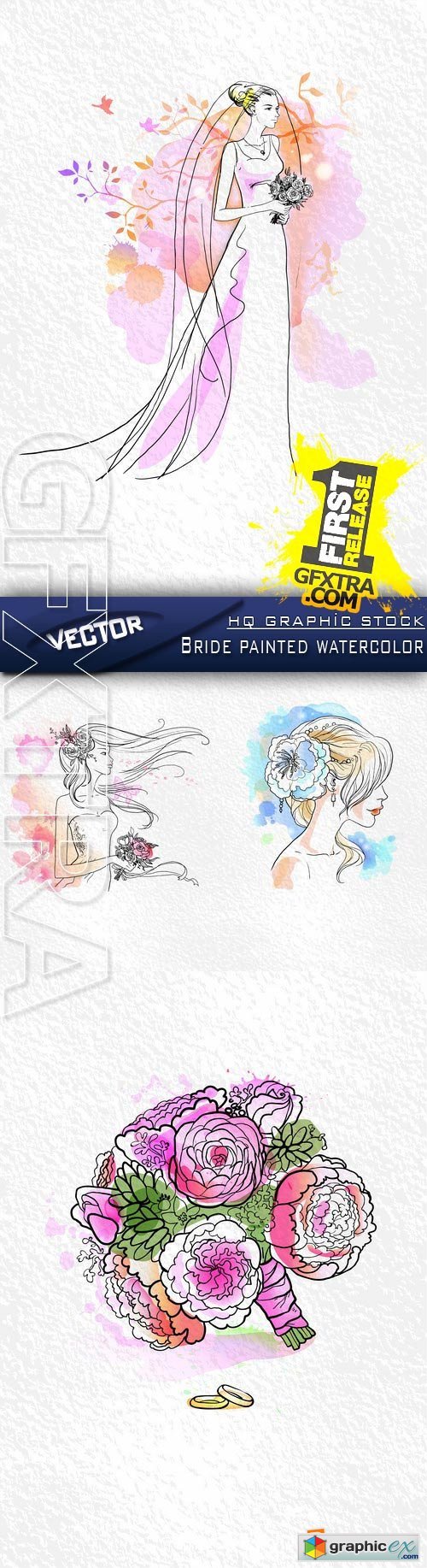 Stock Vector - Bride painted watercolor