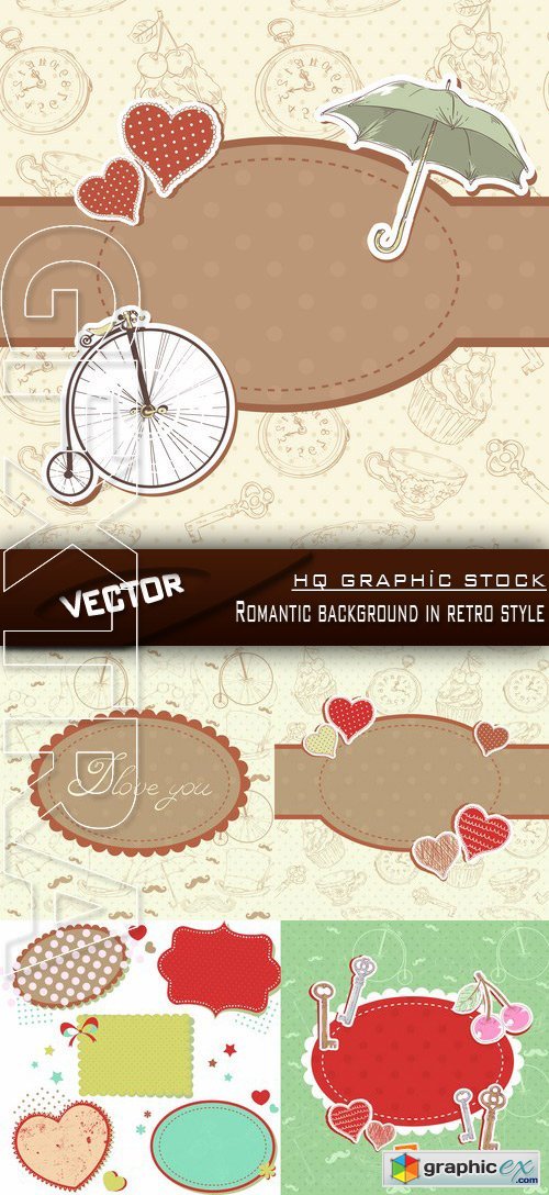 Stock Vector - Romantic background in retro style