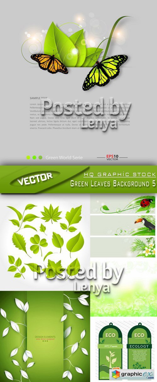 Stock Vector - Green Leaves Background 5