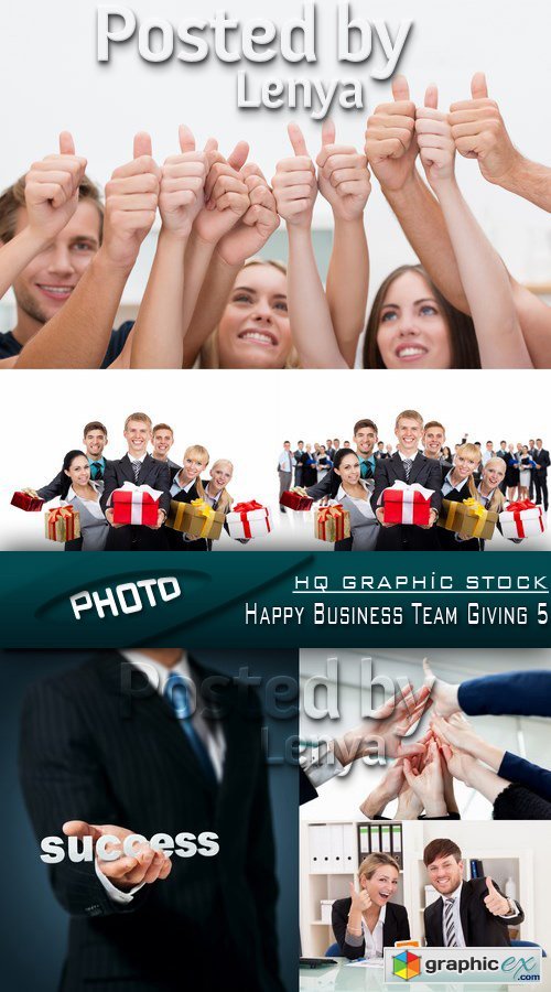Stock Photo - Happy Business Team Giving 5