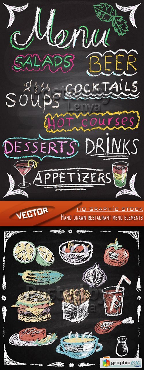 Stock Vector - Hand drawn restaurant menu elements