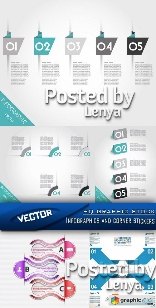 Stock Vector - Infographics and corner stickers