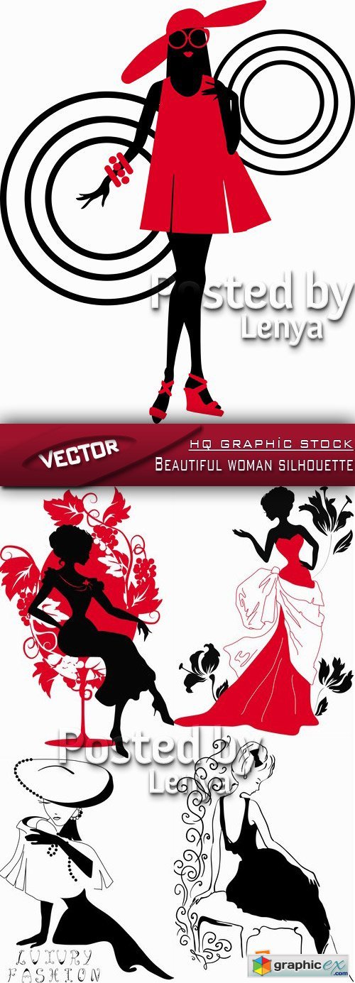 Stock Vector - Beautiful woman silhouette