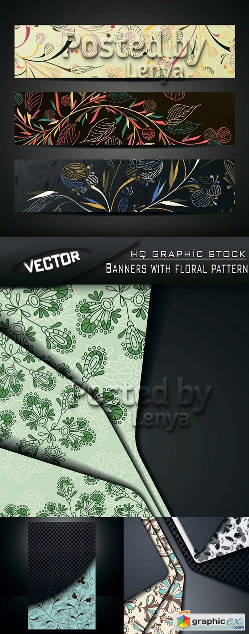Stock Vector - Banners with floral pattern