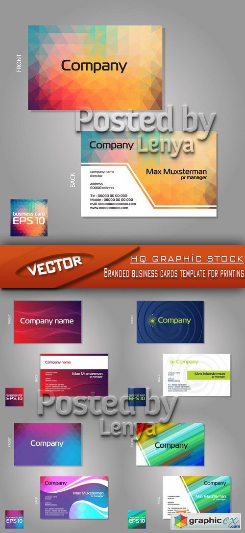 Stock Vector - Branded business cards template for printing