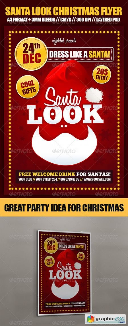 Santa Look Christmas Party Flyer