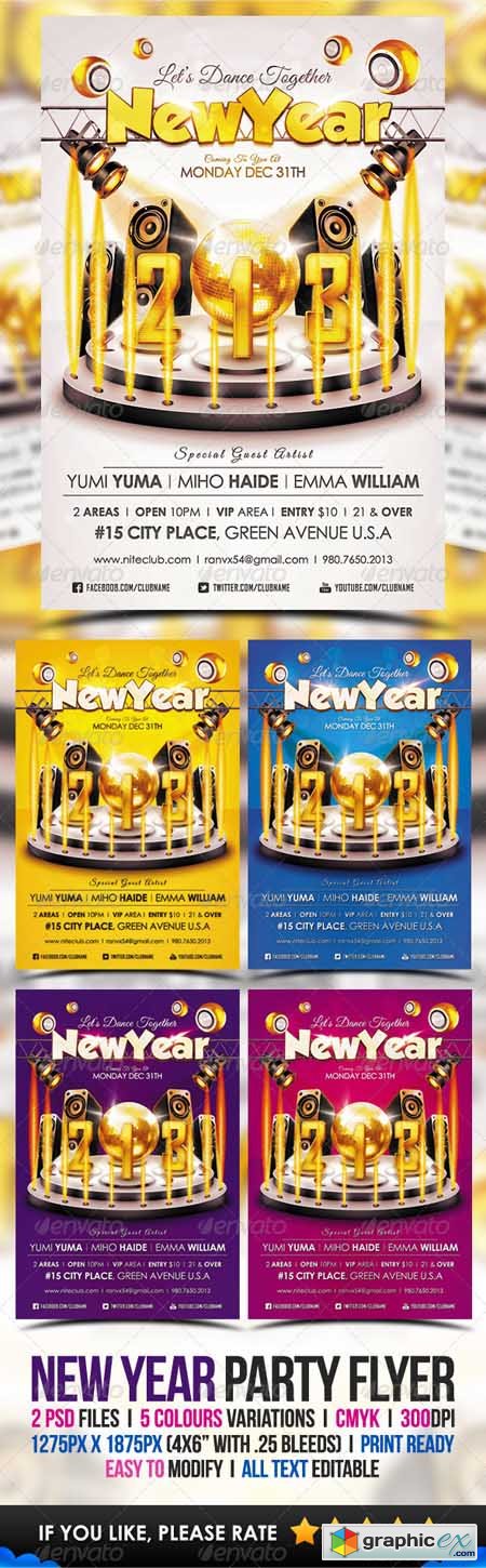 New Year Flyer Template 3514854