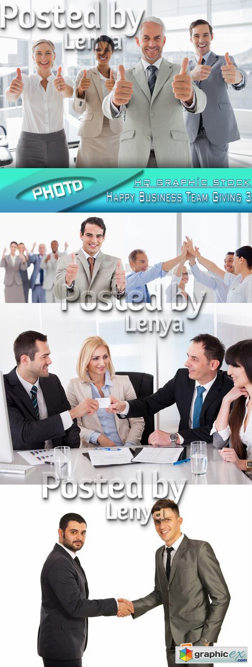 Stock Photo - Happy Business Team Giving 3