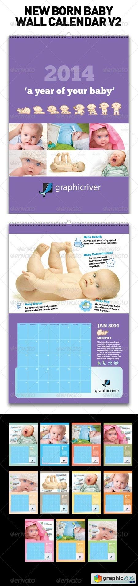 New Born Baby Wall Calendar V2 6352887