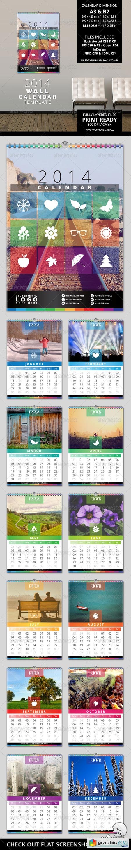 2014 Wall Calendar Template 6381628