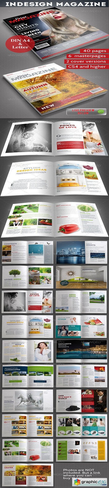 InDesign Magazine Template 40 pages
