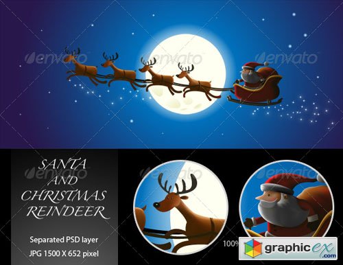 Santa and Christmas Reindeer 144508