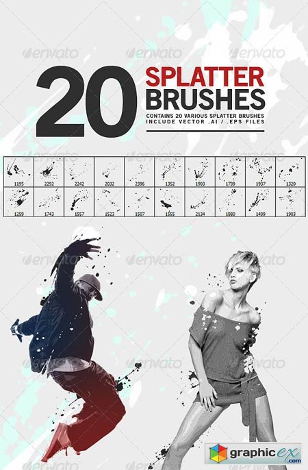 20 Splatter Brushes 6788079