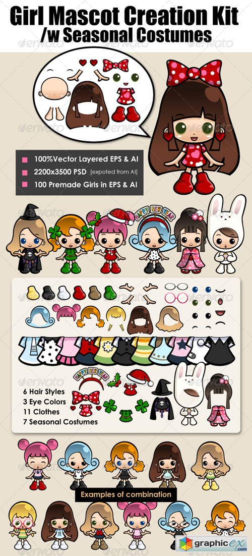 Girl Mascot Kit with Seasonal Costume 577071