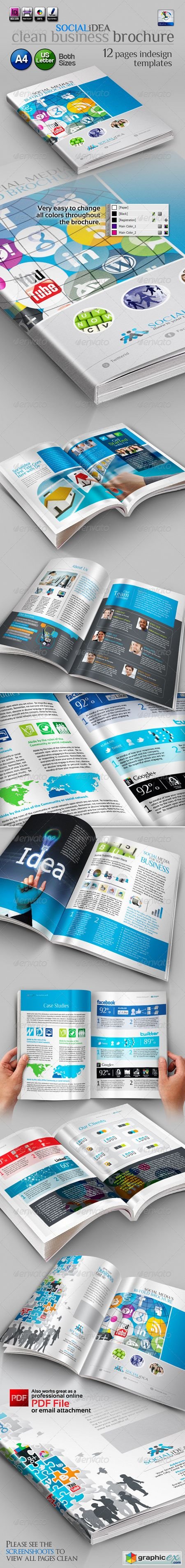 Socialidea: Social Media Clean Bi-fold Brochure