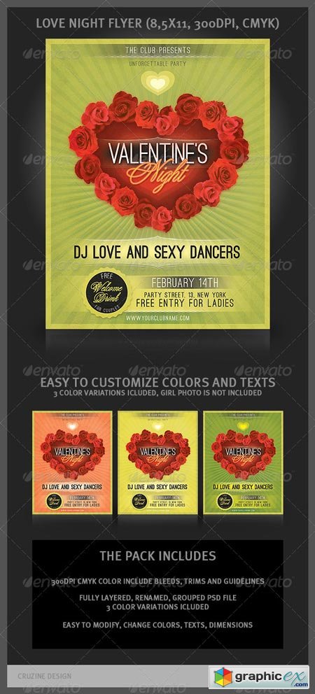 Valentine&#039;s Love Night Flyer 1332183