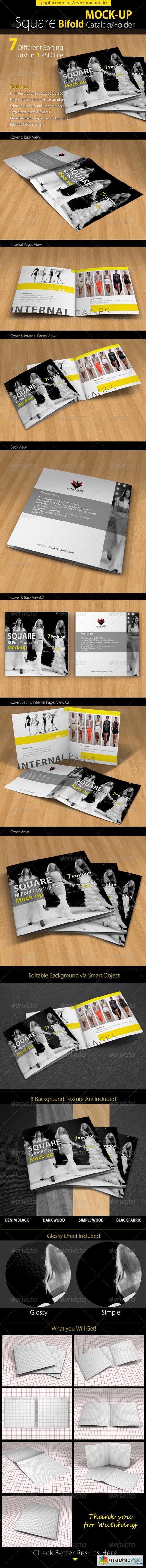 Square Bi-fold Catalog Brochure Mock Up 6242908