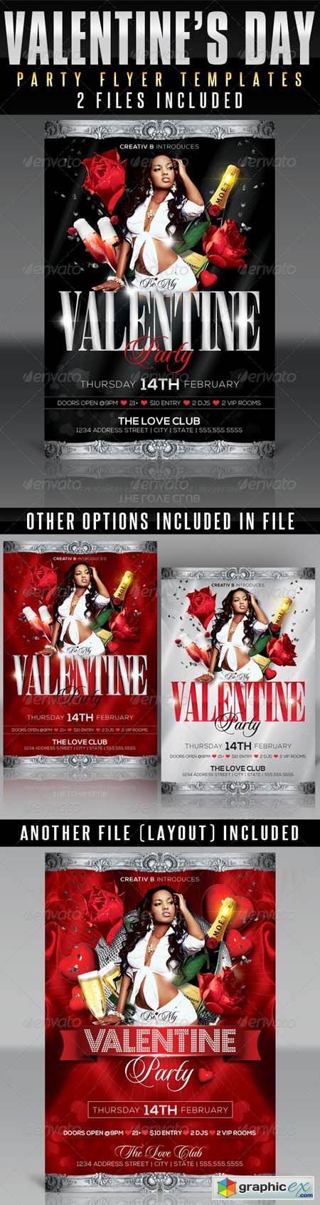Valentine&#039;s Day Party Flyer Templates 3802576